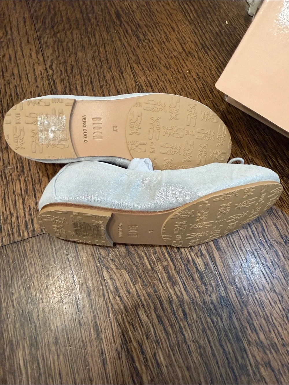 Bloch Silver Glitter Kids Ballet Flat with Bow